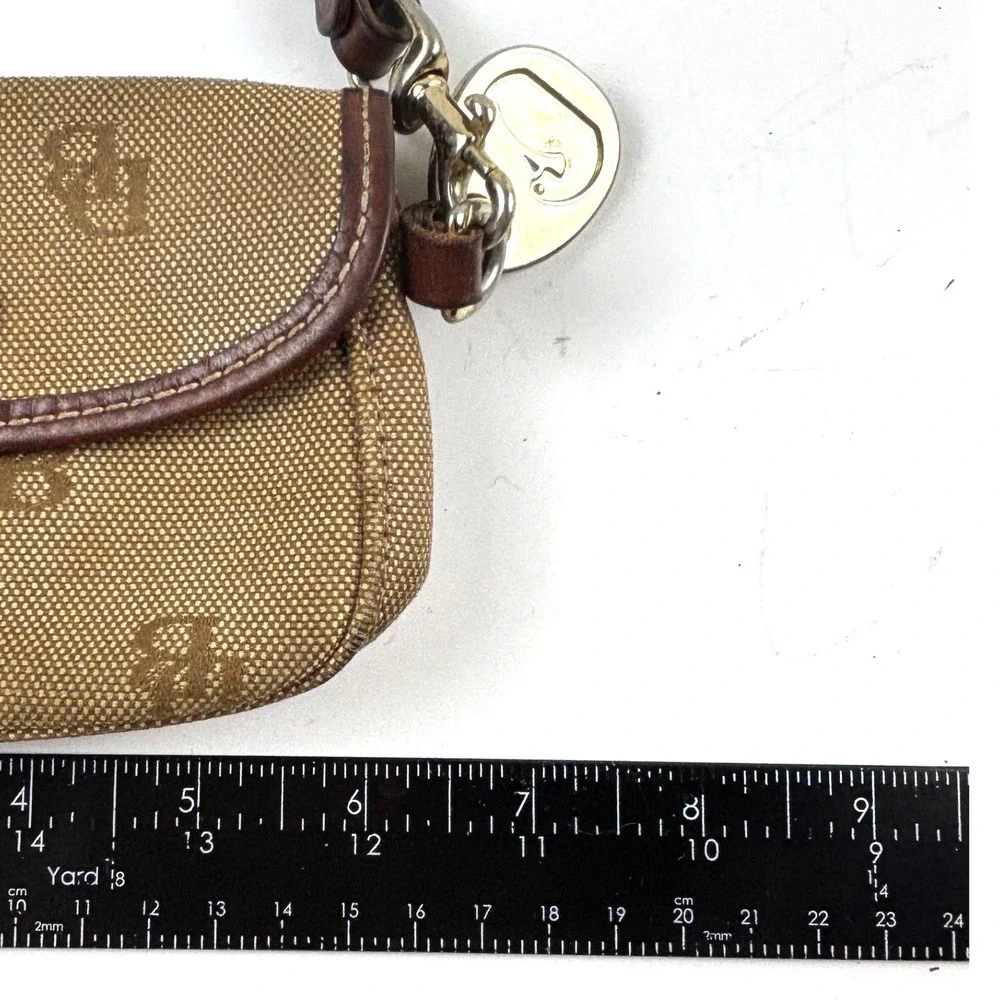 Dooney & Bourke Wristlet Pouch Women OS Tan Good Monogram Canvas Leather Trim